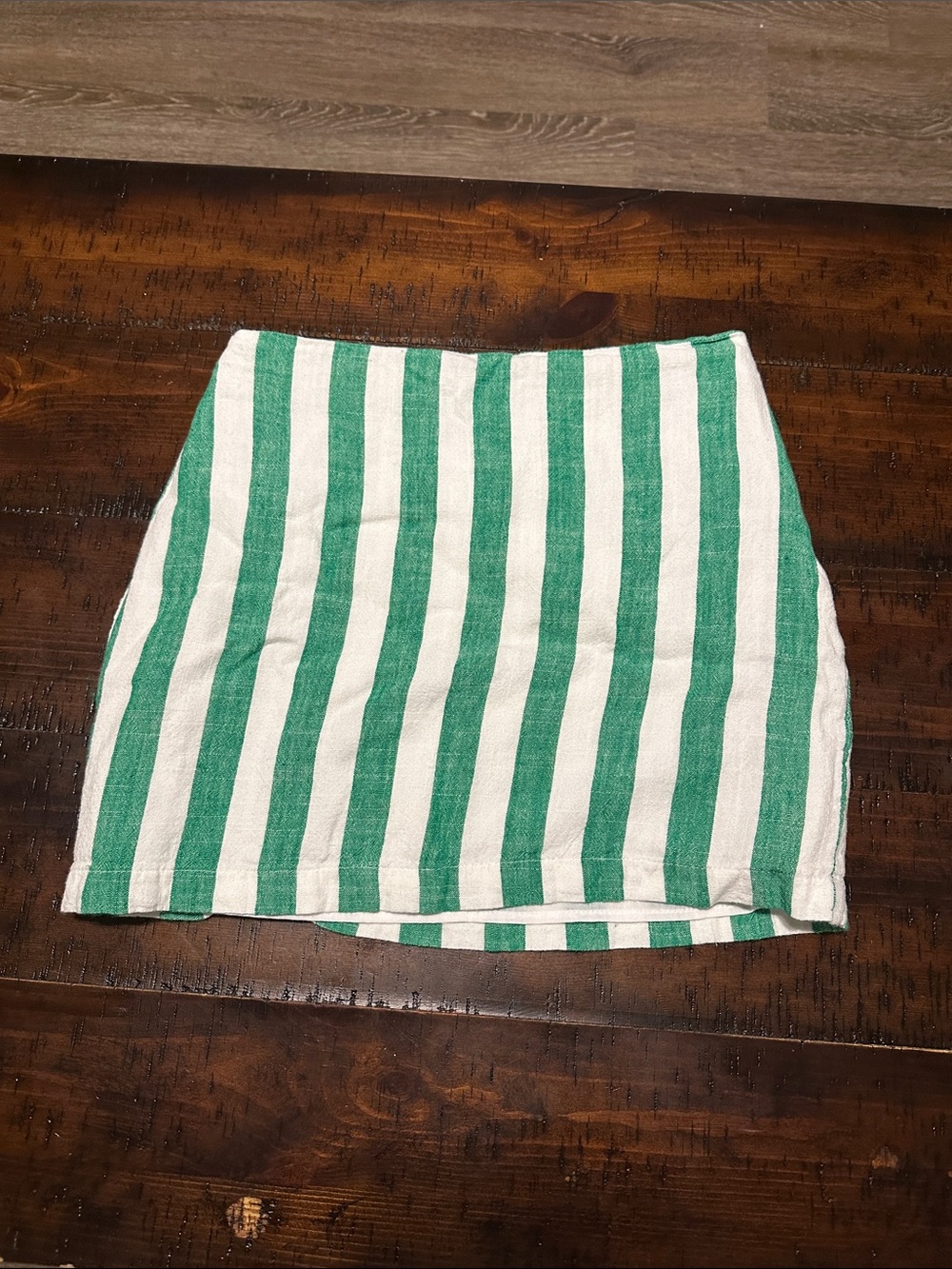 Forever 21 Green and White Vertical Stripe Mini Skirt